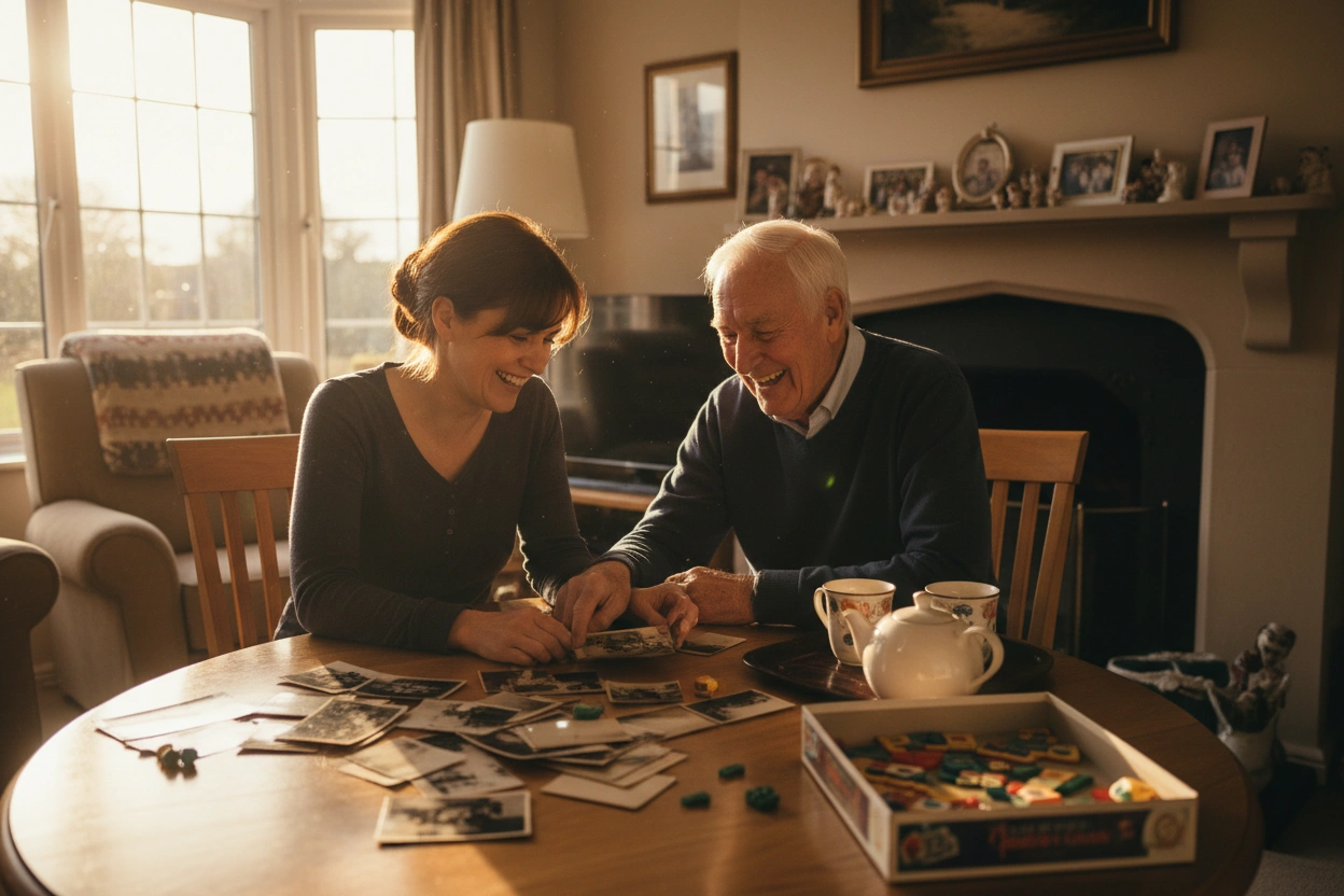 Caregiver and client enjoying time together